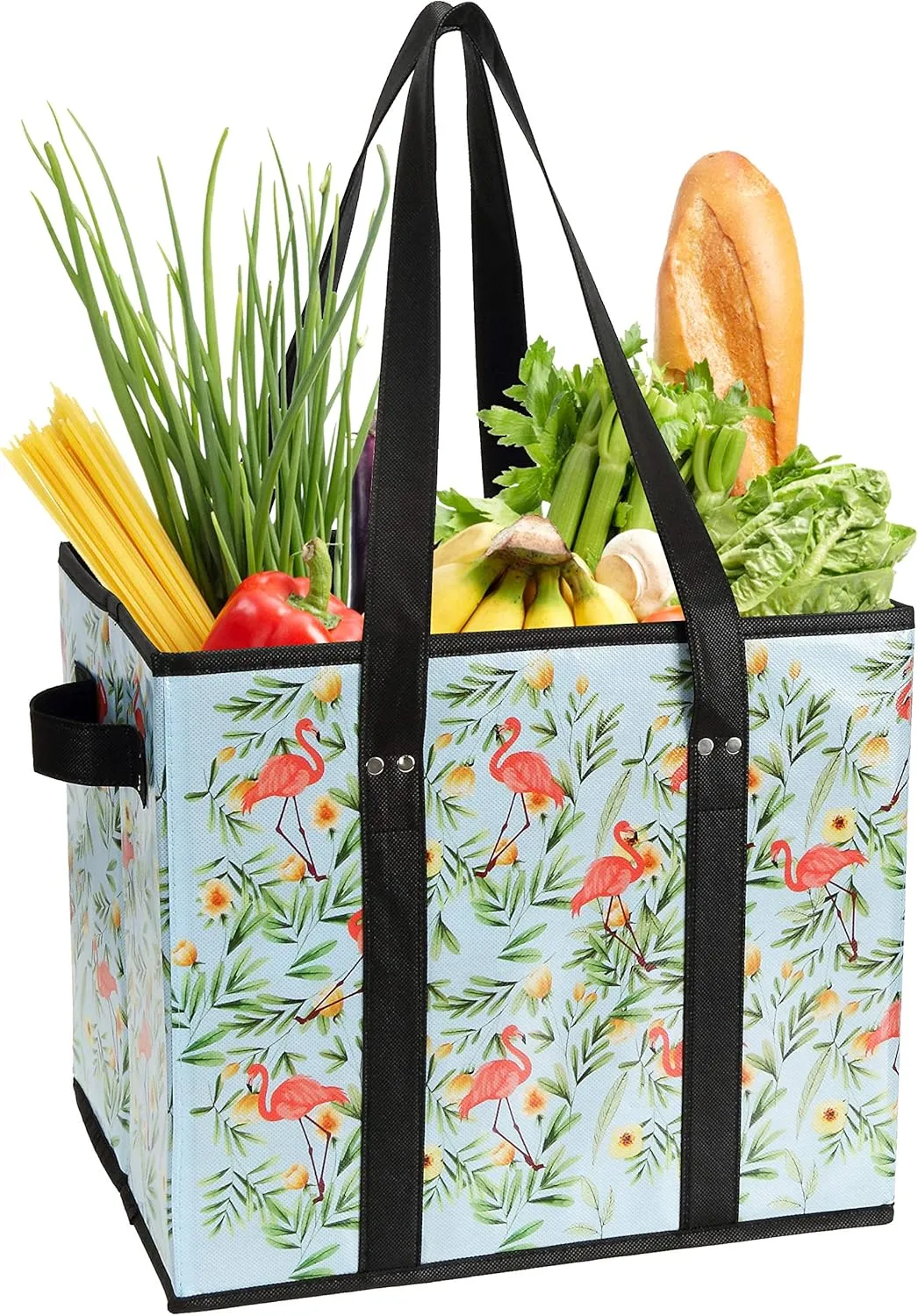 Reusable Grocery Bags Set Durable Heavy Duty Tote Bag Collapsible Grocery Shopping Box Bag with Reinforced Bottom
