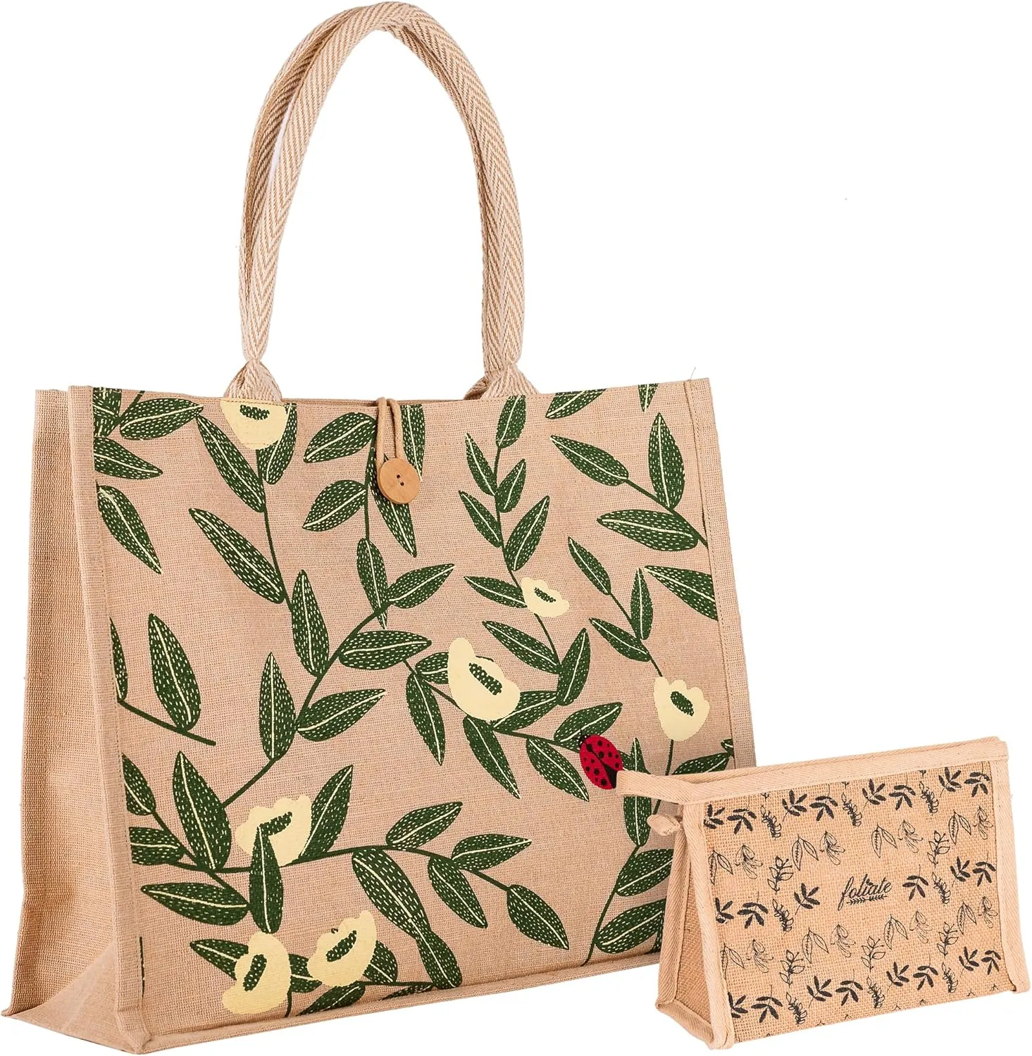 Reusable Juco Beach Tote Bag for Women - Waterproof Woven Cute Jute Gift Bag for Her Travel, Shopping, Everyday Use