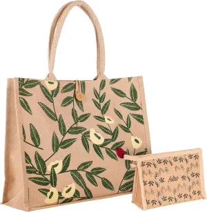 Reusable Juco Beach Tote Bag for Women - Waterproof Woven Cute Jute Gift Bag for Her Travel, Shopping, Everyday Use