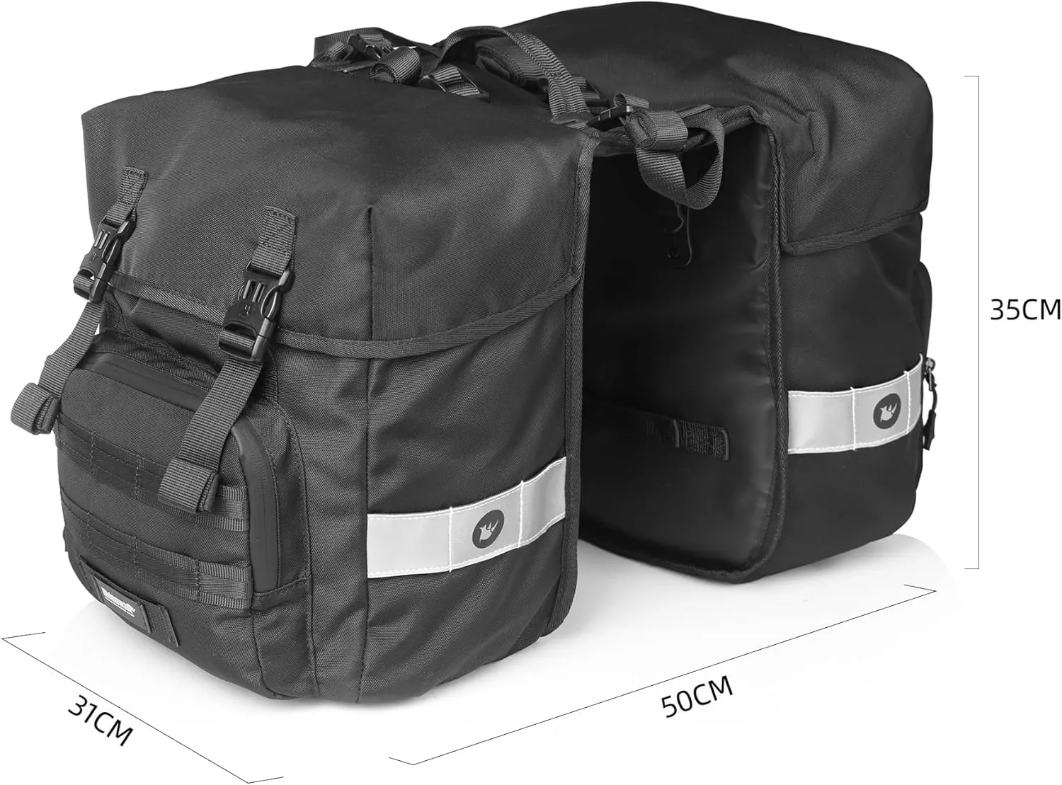 Rhinowalk Bike Pannier Bag 40L Double Pannier Bags Saddle Bags for Rear Rack Bicycles With Carrying Handle With Reflective Trim Professional Cycling Accessories-Black