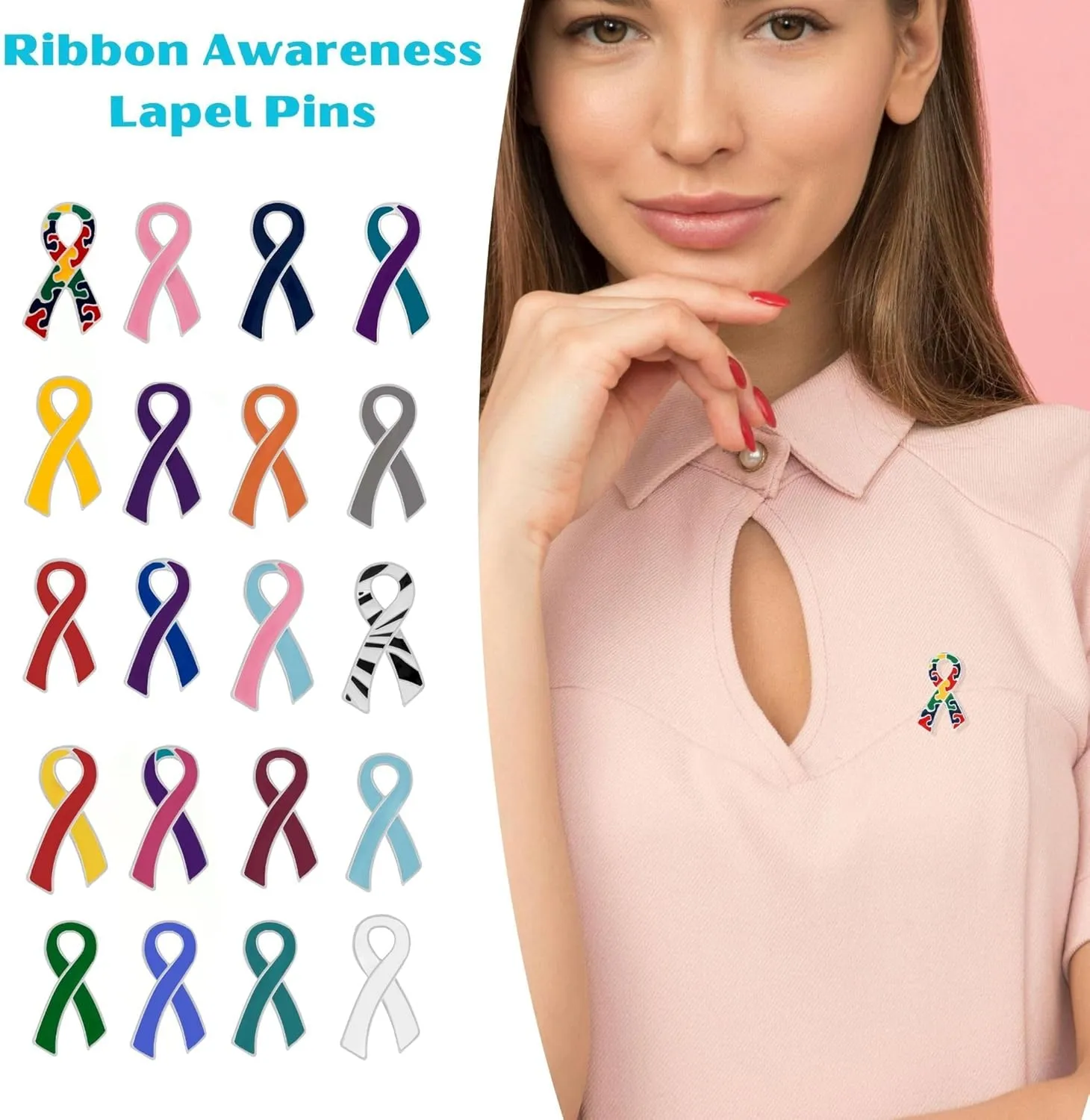 Ribbon Pins 1/5/25/100 for Cancer & Disease Awareness - Various Causes - Bulk Quantities Available for Support Groups and Fundraising