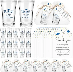 Roshtia 25 Set Graduation Gifts Party Favors Class of 2025 the Best Is Yet to Come Acrylic Shot Glasses with Thank You Cards and Organza Bags for High School College Grad Guests Return Gifts(Blue)
