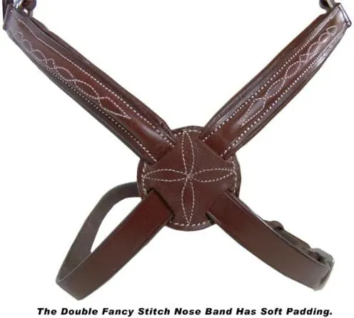 Round Raised Double Fancy Stitch Figure 8 Bridle with Matching Rubber Reins