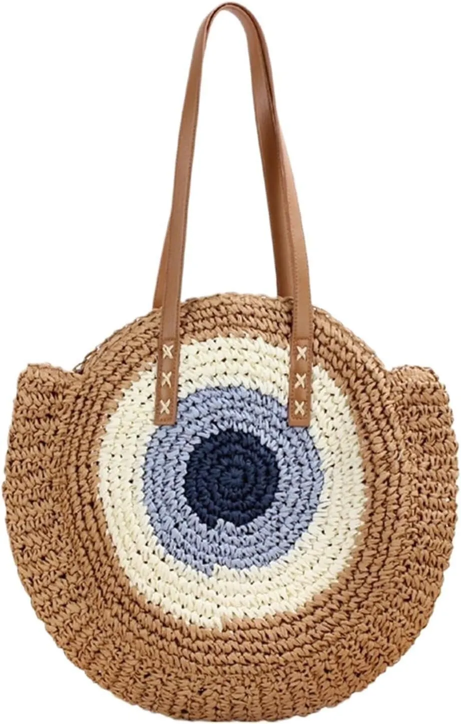 Round Straw Bag Summer Large Capacity Woven Beach Bag Purse Handle Shoulder Bag for Women Vacation Handbags