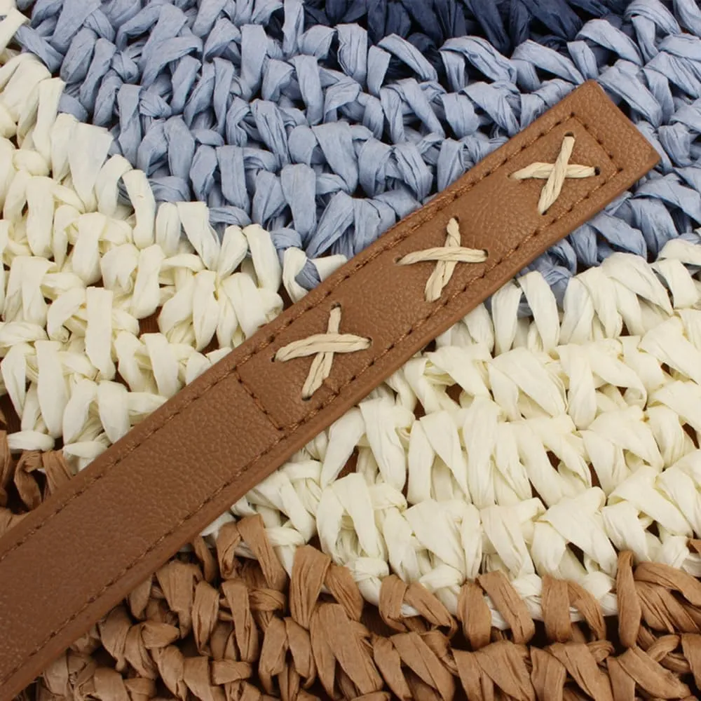 Round Straw Bag Summer Large Capacity Woven Beach Bag Purse Handle Shoulder Bag for Women Vacation Handbags