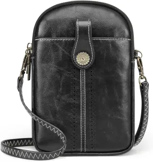 S-ZONE Small Crossbody Bags for Women Trendy RFID Blocking Cell Phone Purse Vegan Leather Shoulder Bag with Card Slots