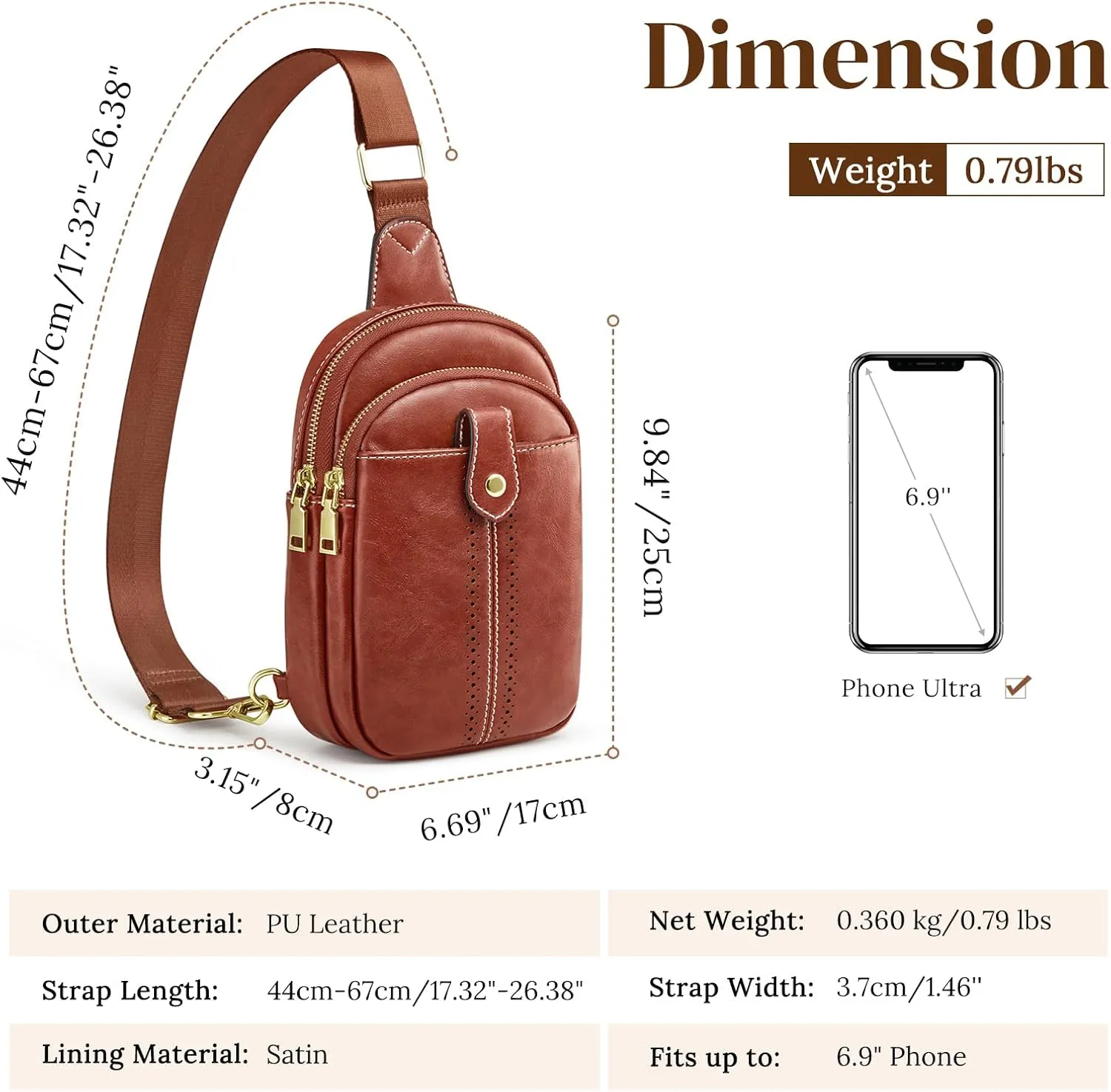 S-ZONE Small Sling Bag for Women Vegan Leather Crossbody Bags Trendy Purse with Adjustable Strap