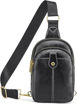 S-ZONE Small Sling Bag for Women Vegan Leather Crossbody Bags Trendy Purse with Adjustable Strap