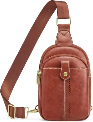 S-ZONE Small Sling Bag for Women Vegan Leather Crossbody Bags Trendy Purse with Adjustable Strap