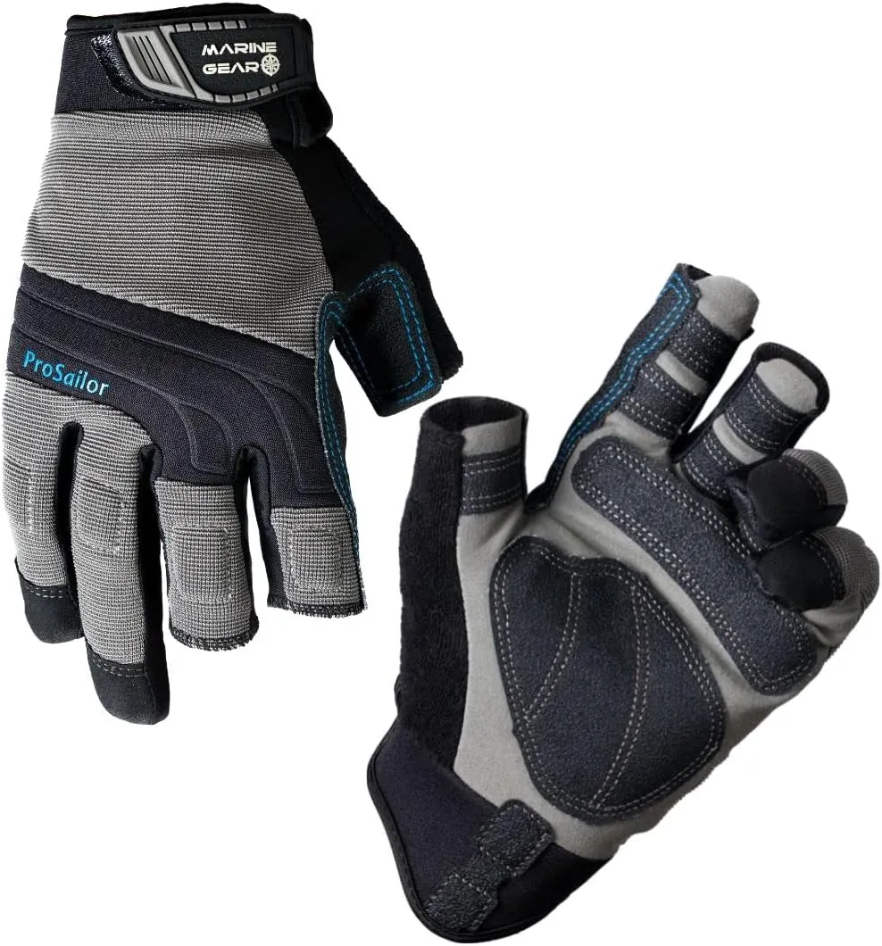 Sailing Gloves - 3-Finger Dexterity with Better Grip, Neoprene and Padded Knuckles, Reinforced Pressure Points