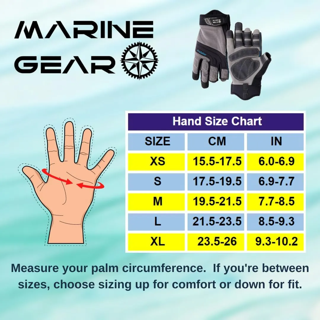 Sailing Gloves - 3-Finger Dexterity with Better Grip, Neoprene and Padded Knuckles, Reinforced Pressure Points