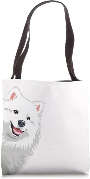 Samoyed Peeking Around Corner Dog Lovers Tote Bag