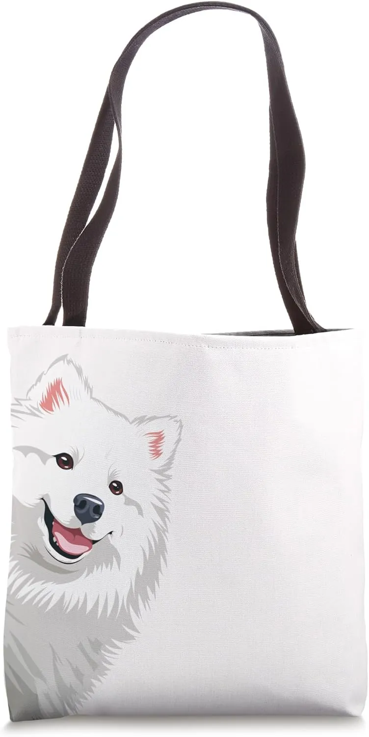 Samoyed Peeking Around Corner Dog Lovers Tote Bag