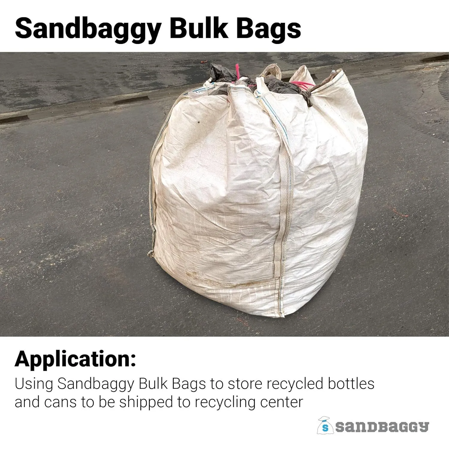 Sandbaggy Used FIBC Bulk Bags (35" x 35" x 50" approx.) - Used Once to Store Food - 2000 lb Capacity (45 cu ft) - UV & Water Resistant (50)