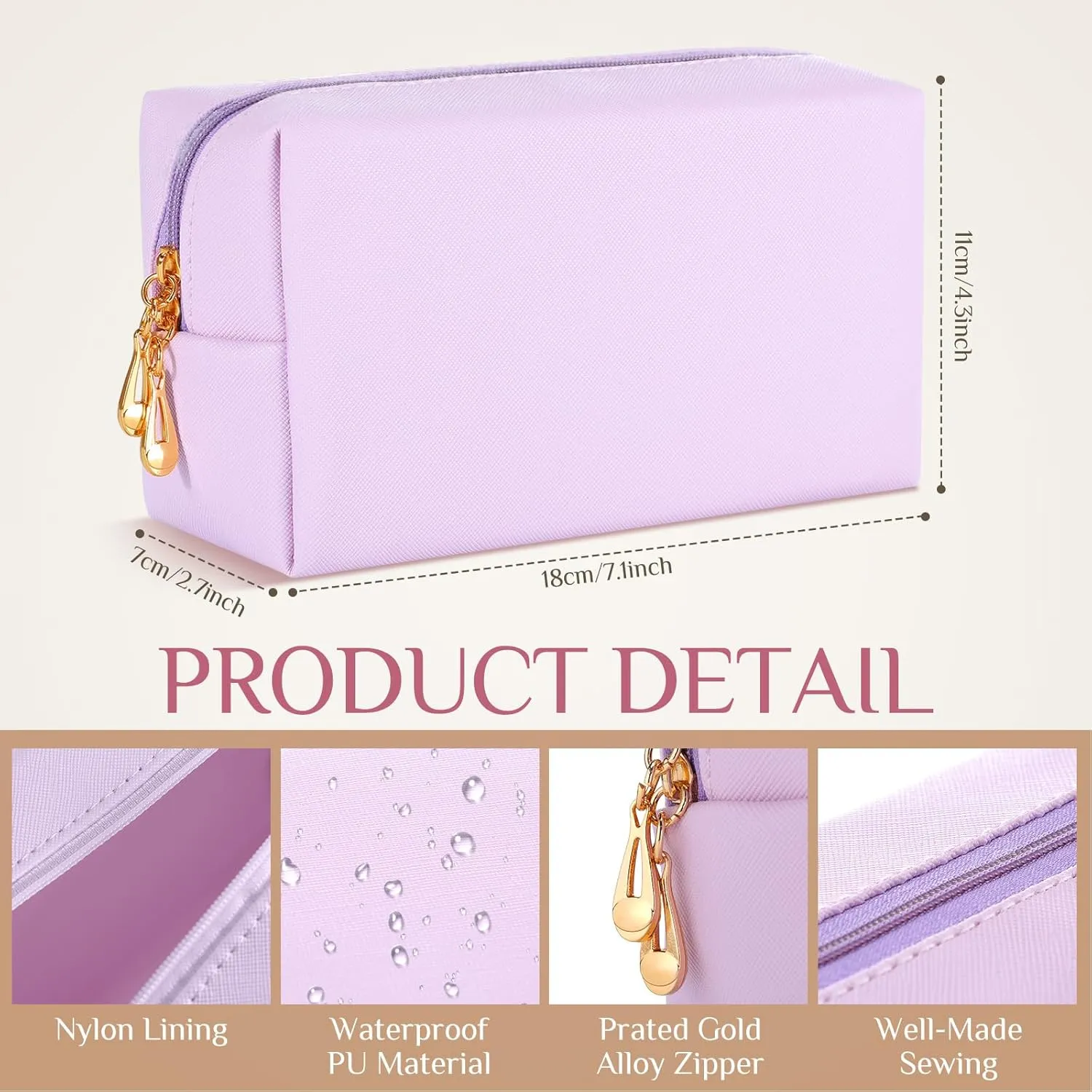 Sanwuta 9 Pcs Makeup Bags PU Double Zippers Cosmetic Bag Makeup Toiletry Pouch Bulk Portable Travel Organizers Case for Women Bachelorette Party End of the Year Graduation Gift(Pink Purple Series)