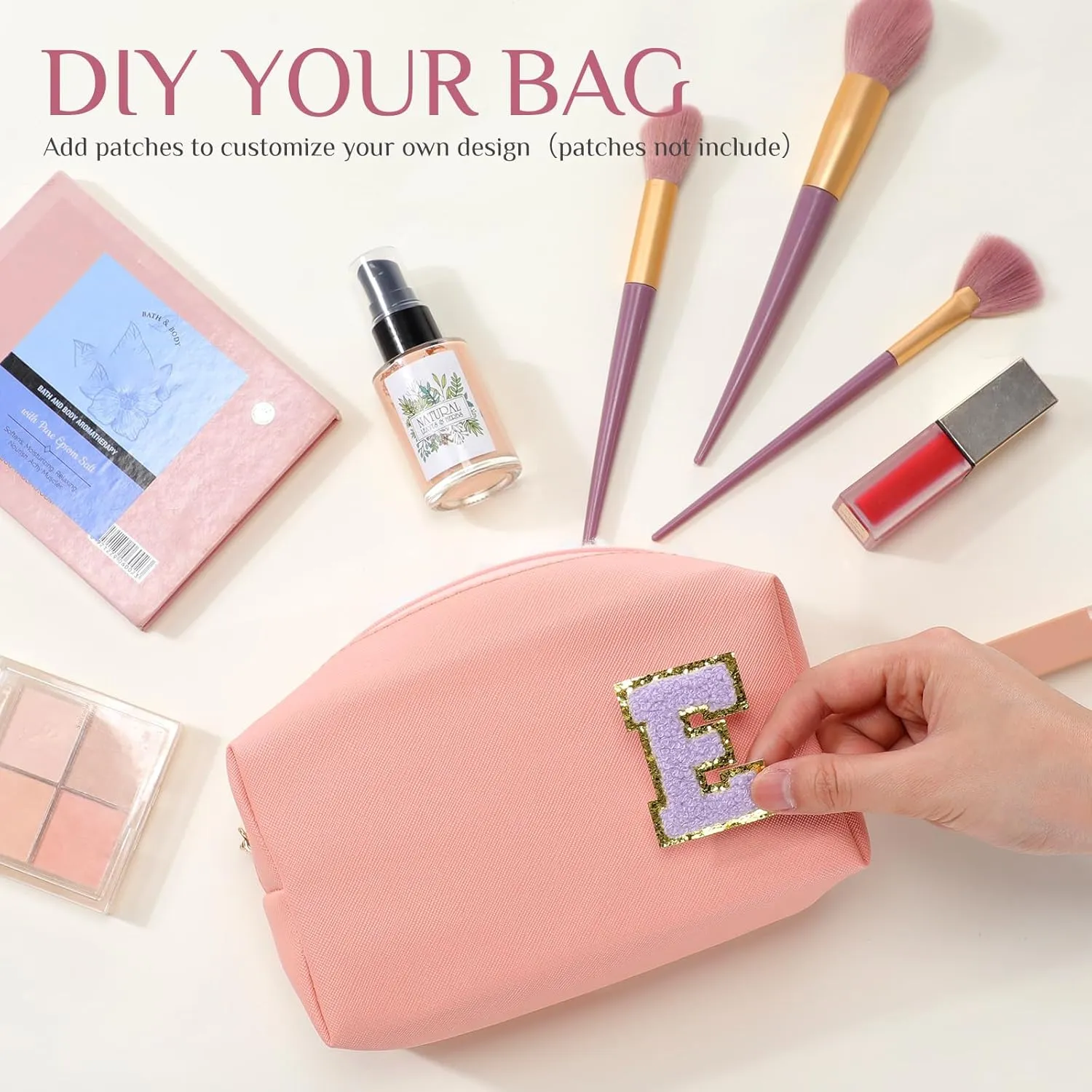 Sanwuta 9 Pcs Makeup Bags PU Double Zippers Cosmetic Bag Makeup Toiletry Pouch Bulk Portable Travel Organizers Case for Women Bachelorette Party End of the Year Graduation Gift(Pink Purple Series)