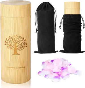 Scattering Tubes for Human Ashes Made of Bamboo,Large Scattering Urns for Human Ashes Adult with Tree of Life Pattern,Biodegradable Cremation Urn for Women Male Pet Ashes,3.5*9 Inches,1 Piece
