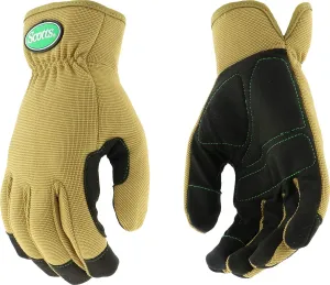 Scotts Men's High-Dexterity Synthetic Leather Palm Work Glove, Touchscreen Technologies, Reinforced Thumb Saddle, Abrasion Resistant, Tan/Black, Large (SC86111/L)