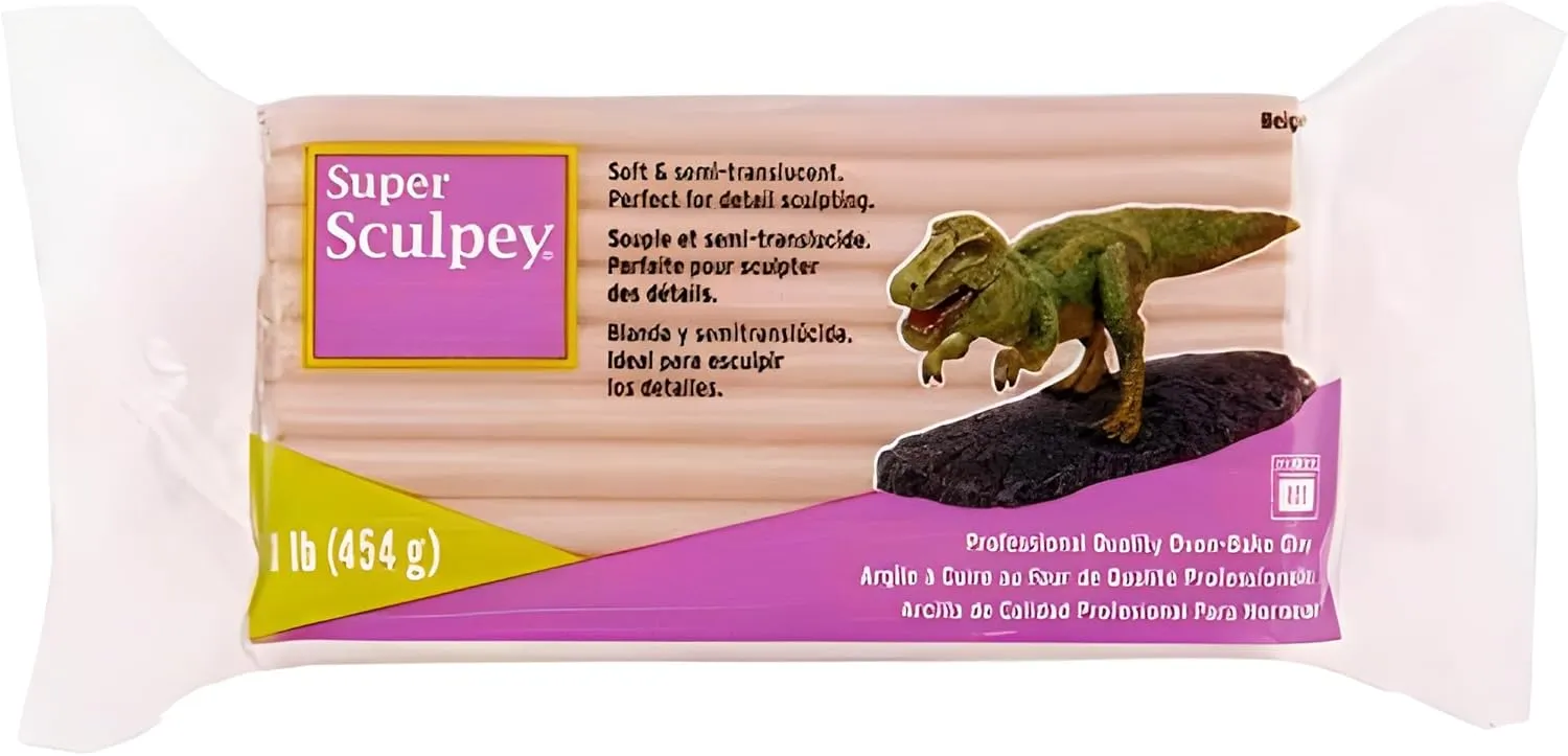 Sculpey Super Polymer Clay: Beige - 1 lb Pack - Soft Oven Bake Clay, Non-Toxic, Created for Advanced Sculptors-Artists-Model Makers-Movie Studios
