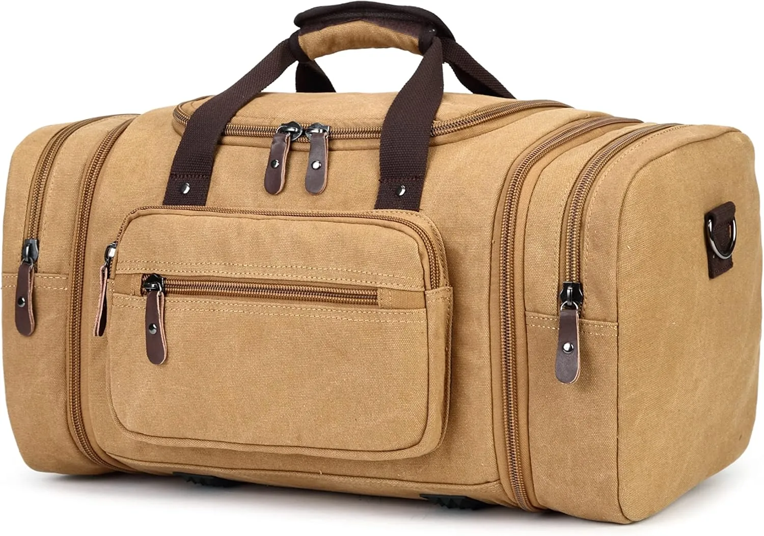 Sechunk Duffle Bag Canvas Leather Large Outdoor Shoulder Bag (yellow)