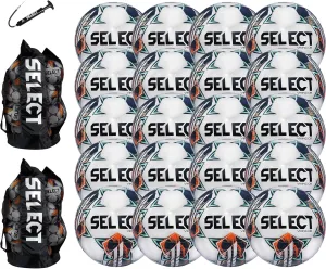 SELECT Viking DB Soccer Ball, White/Teal/Orange V24, 20-Ball Pack with 2 Ball Bags and Hand Pump, Size 5