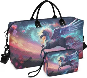 senya Travel Duffle Bag Weekender Bags Overnight Bag with Toiletry Bag Gym Duffel Bag Wing Unicorn for Travel Business Trips Sport