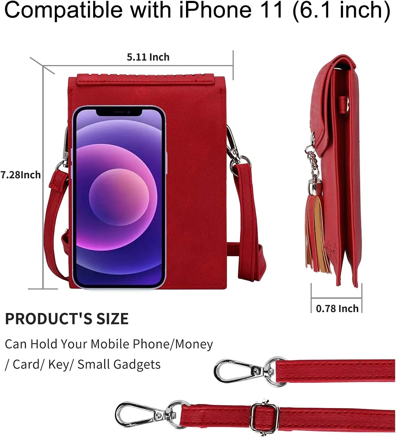 seOSTO Womens Small Crossbody Bag For Woman, Tassel Wallet Purse，Gifts For Teenage Girls