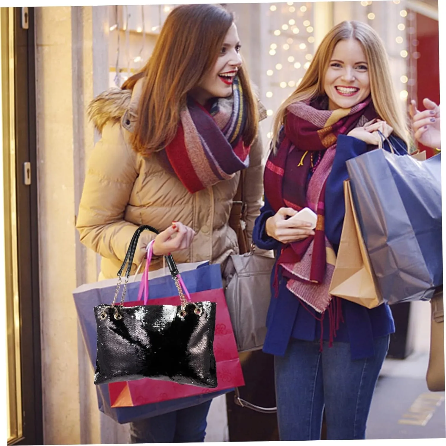 Sequin Purse Womens Tote Bags Black Tote Bags Crossbody Purses for Women Large Tote Bags for Women