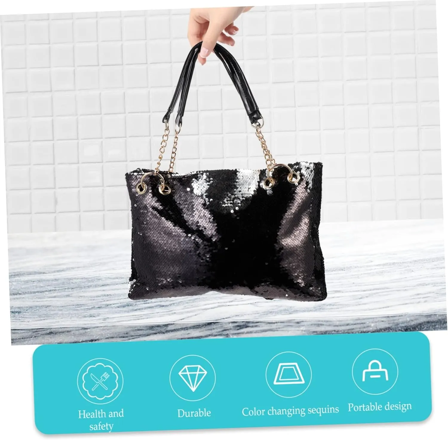 Sequin Purse Womens Tote Bags Black Tote Bags Crossbody Purses for Women Large Tote Bags for Women
