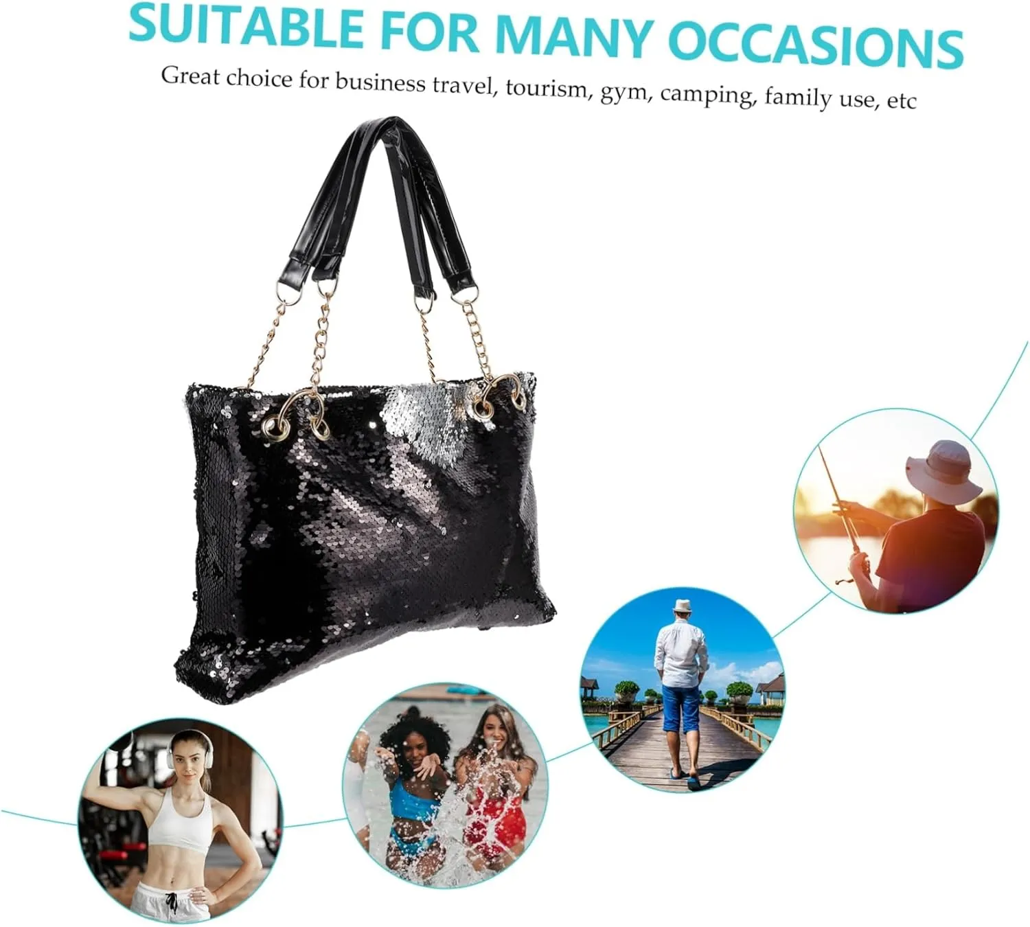Sequin Purse Womens Tote Bags Black Tote Bags Crossbody Purses for Women Large Tote Bags for Women