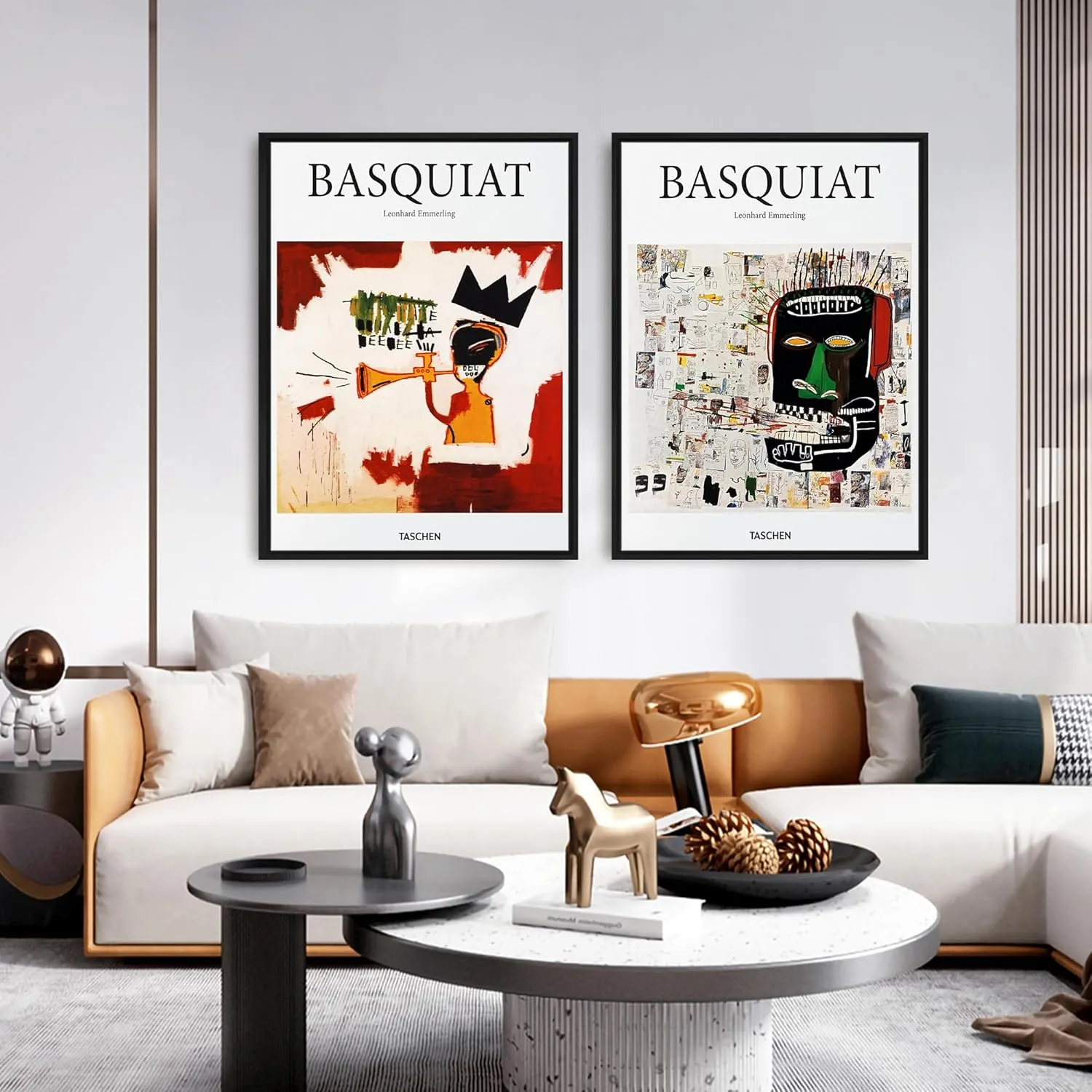 shihuakou1.1 Frame Basquiat Wall Art Set of 2, Jean Michel Basquiat Colorful Graffiti Canvas for Bedroom Living Room Offico 12x16 in