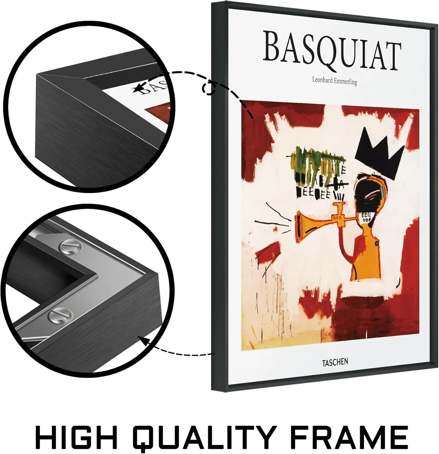 shihuakou1.1 Frame Basquiat Wall Art Set of 2, Jean Michel Basquiat Colorful Graffiti Canvas for Bedroom Living Room Offico 12x16 in