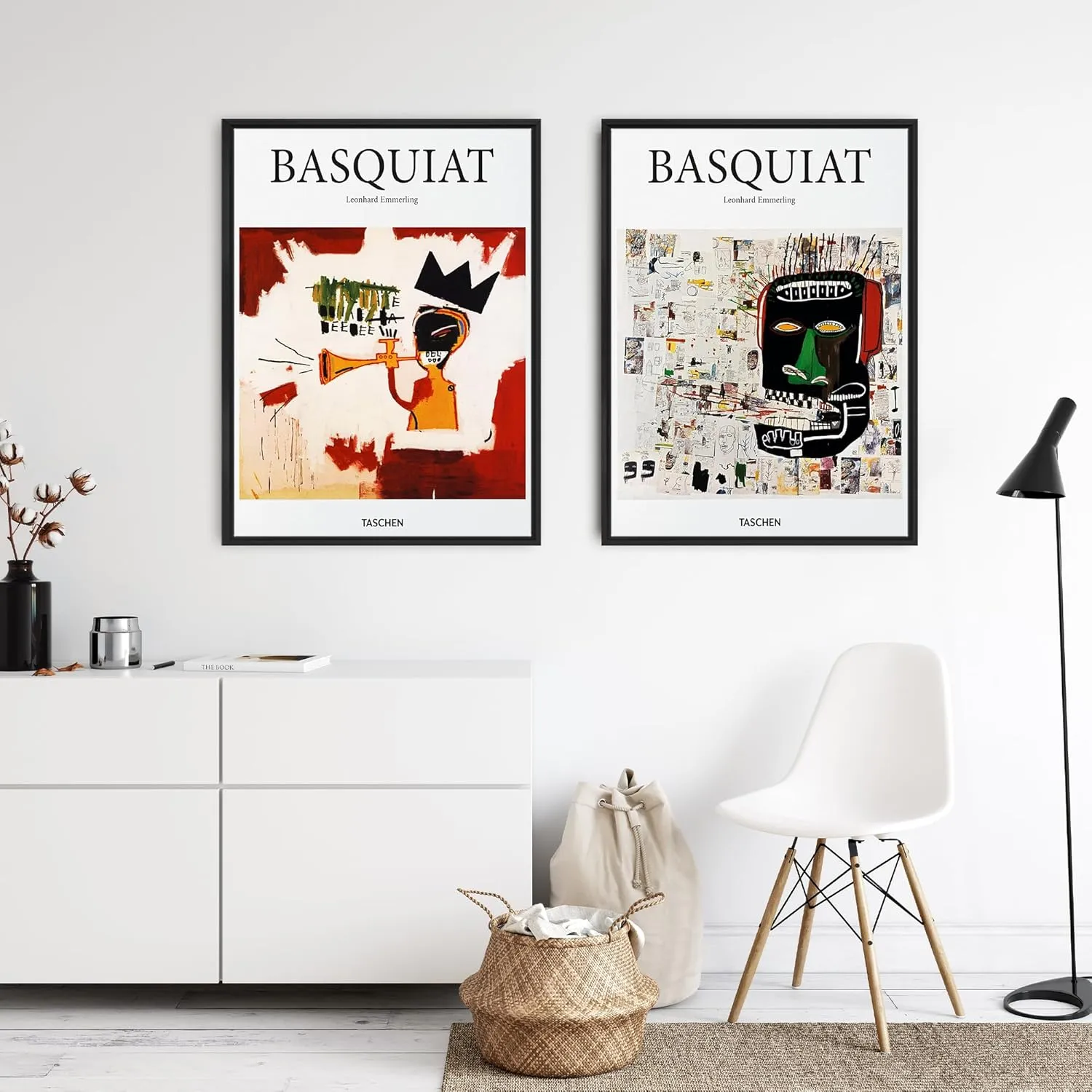 shihuakou1.1 Frame Basquiat Wall Art Set of 2, Jean Michel Basquiat Colorful Graffiti Canvas for Bedroom Living Room Offico 12x16 in