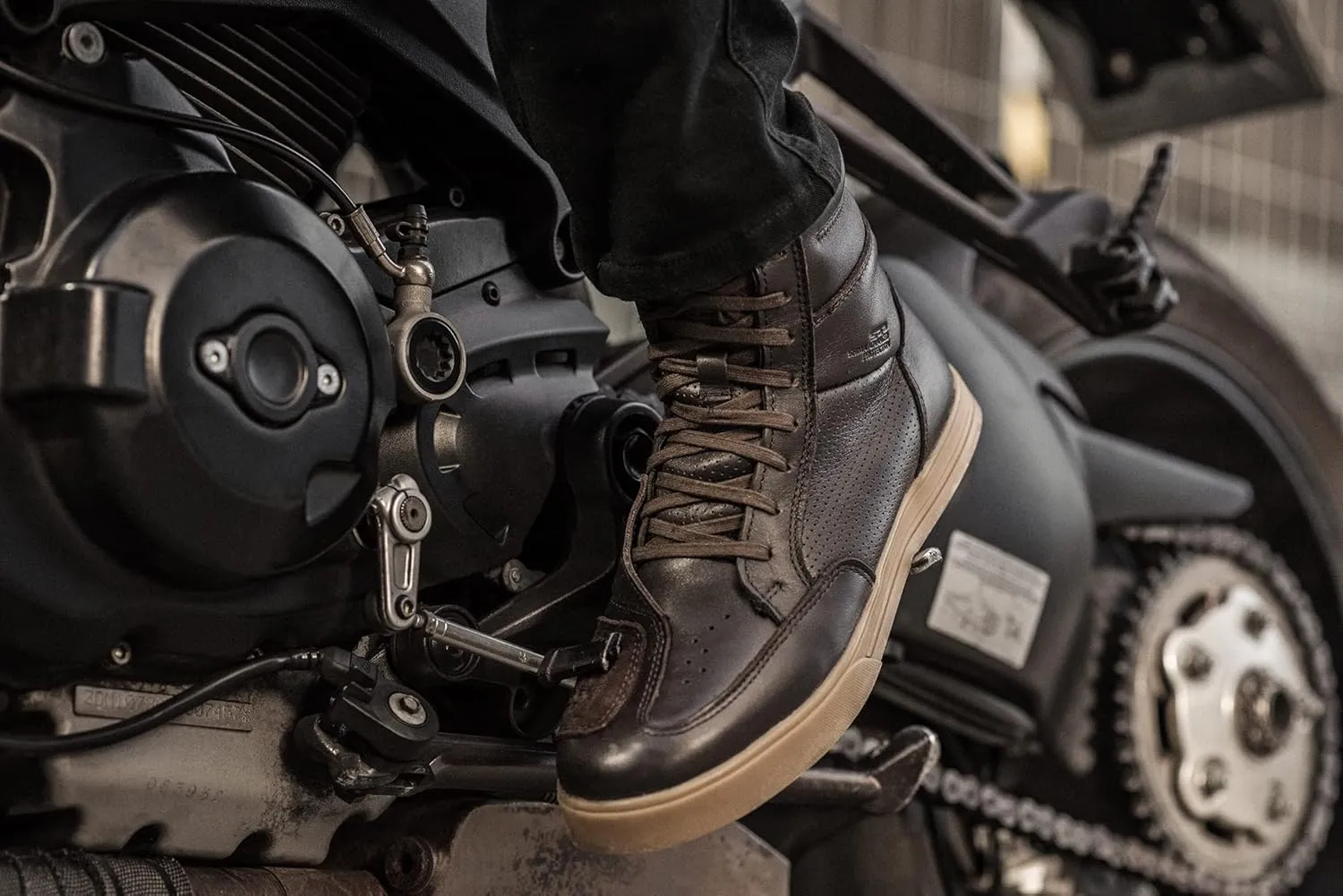 SHIMA Blake Motorcycle Shoes for men - Leather, Breathable, Reinforced Street Riding Shoes with Side Zipper
