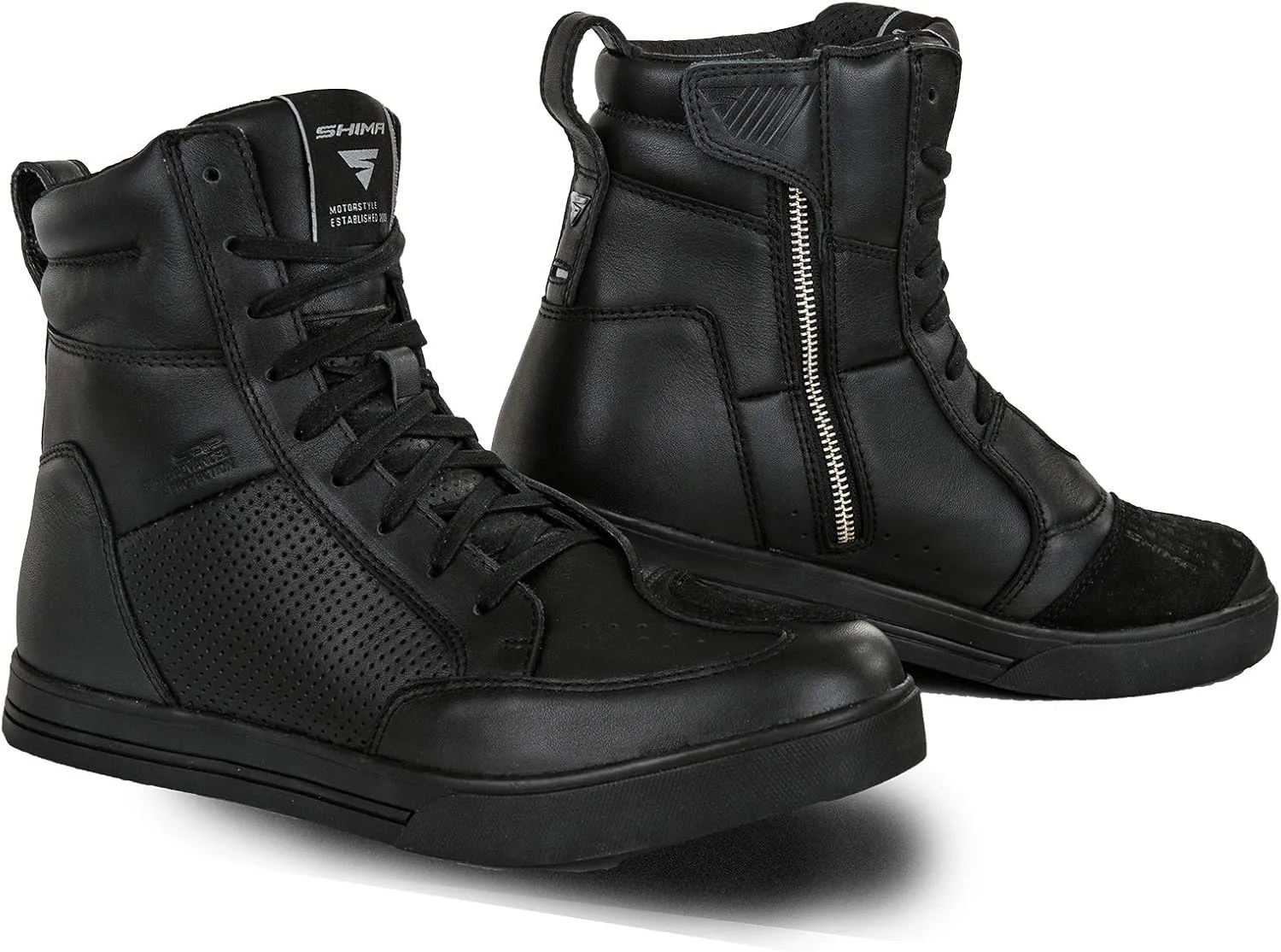 SHIMA Blake Motorcycle Shoes for men - Leather, Breathable, Reinforced Street Riding Shoes with Side Zipper