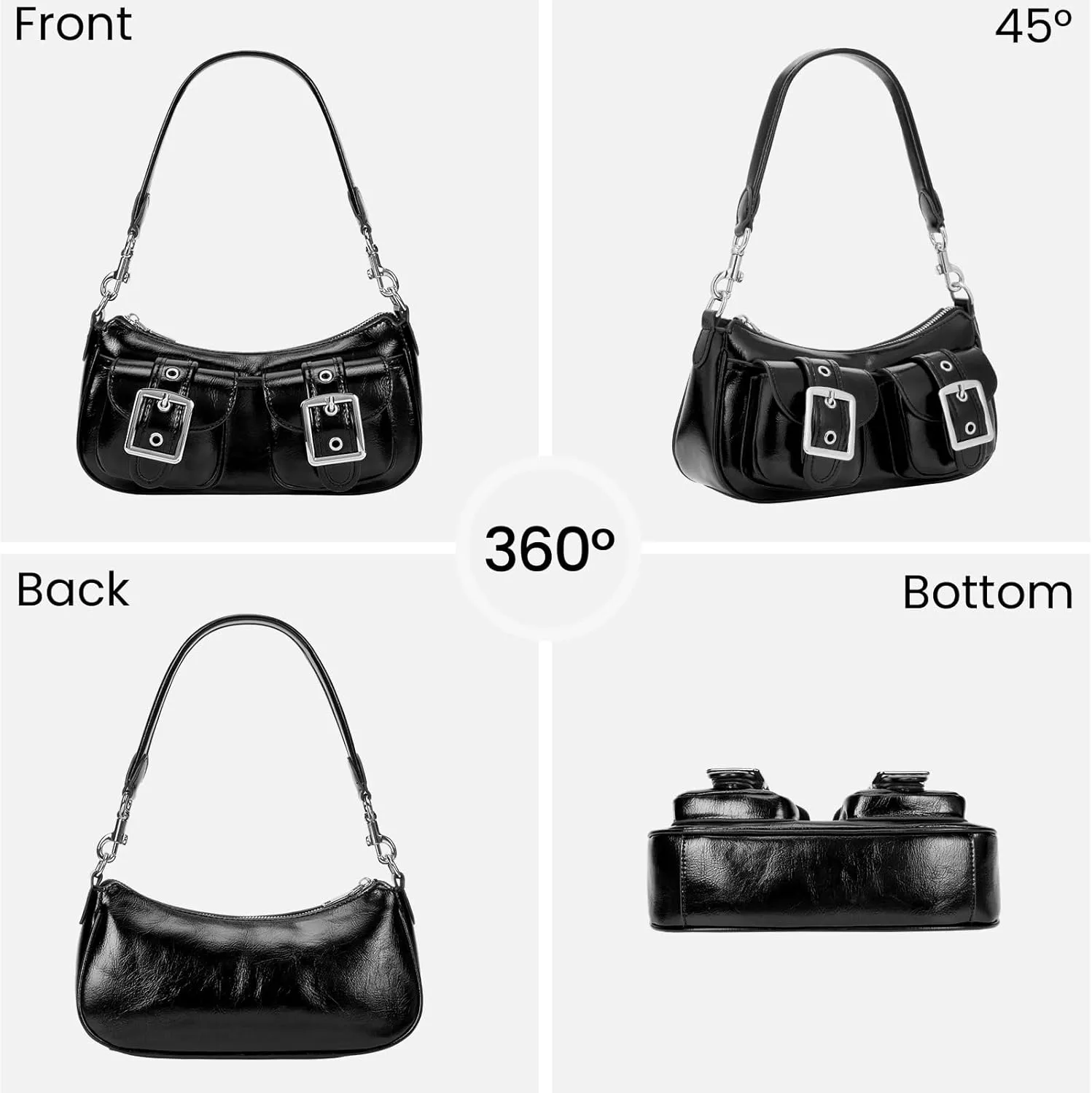 Shoulder Bags for Women Small Purse Y2k Handbag Double Pockets Cross Body Bag Faux Leather Shoulder Purses Tote
