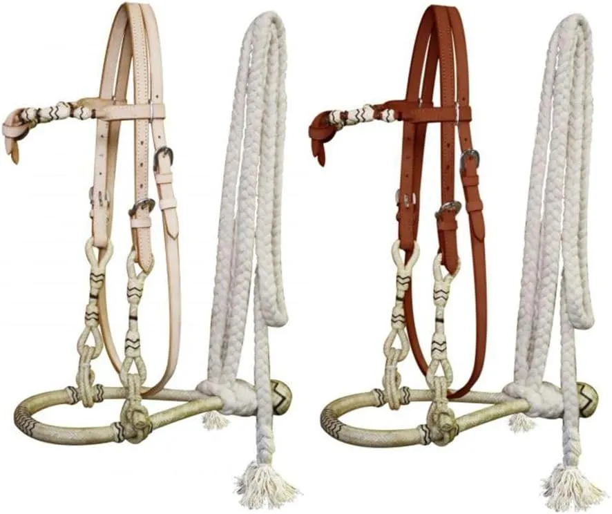 Showman Leather Futurity Knot Rawhide Show Bosal w/Cotton Mecate Reins