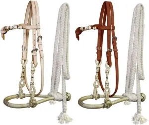 Showman Leather Futurity Knot Rawhide Show Bosal w/Cotton Mecate Reins