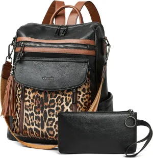 Shrrie Backpack Purse for Women Fashion Leather Backpack Purse Designer Travel Backpack Convertible Shoulder Bag with Wristlet