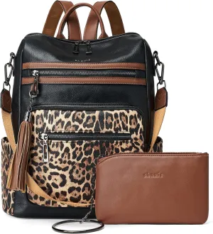 Shrrie Backpack Purse for Women Leather Backpack Fashion Designer Travel Backpack Convertible Shoulder Bag