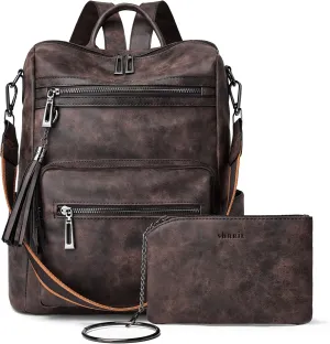 Shrrie Backpack Purse for Women Leather Backpack Fashion Designer Travel Backpack Convertible Shoulder Bag