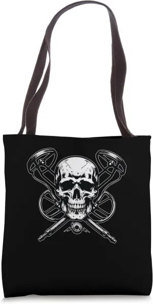 Skull and Metal Detector Metal Detectorists Archeologist Tote Bag