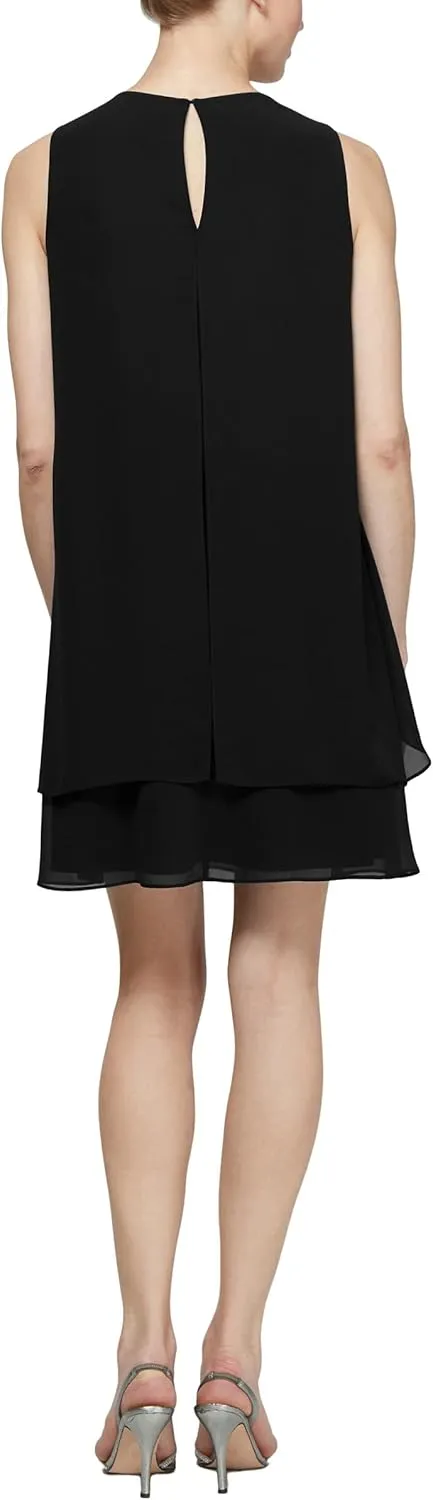 S.L. Fashions Women's Sleeveless Cutout Pearl Neck Dress