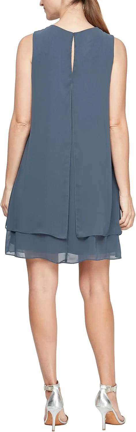 S.L. Fashions Women's Sleeveless Cutout Pearl Neck Dress