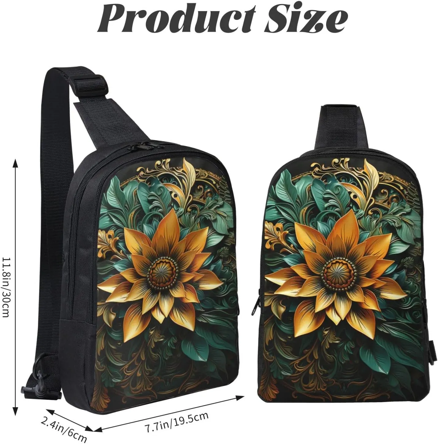 Sling Backpack Crossbody Sling Bag for Men Women Cross Chest Bag Carved Flower Shoulder Bag Travel Hiking Daypack