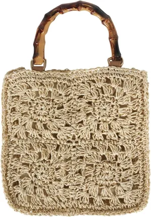 Small Beach Tote Bag Straw Beach Bags Crochet Tote Bag Summer Handbag for Women