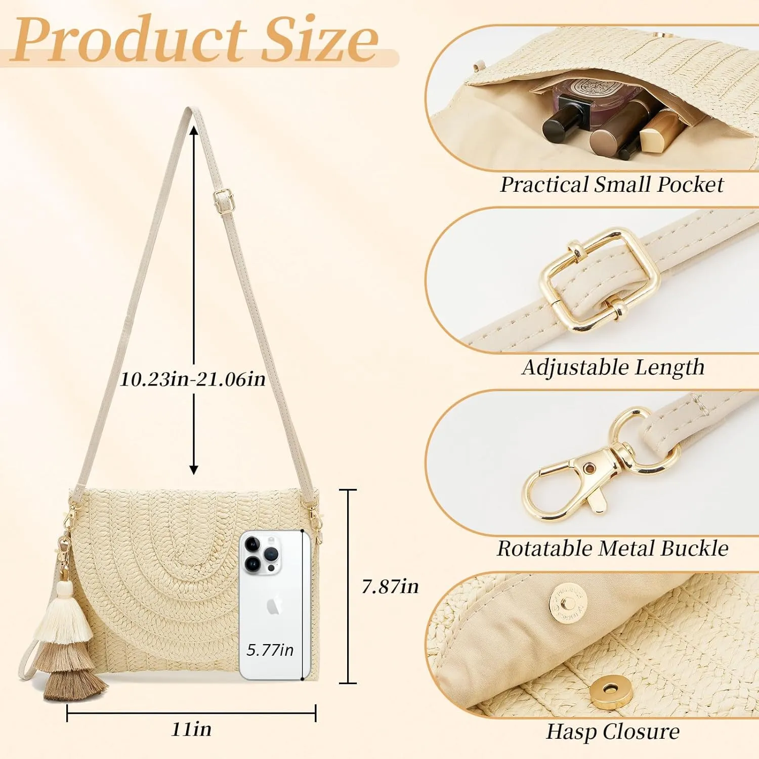 Small Straw Purse for Women Summer Clutch Purses Beach Woven Envelope Bag Raffia Shoulder,Straw Crossbody Bag boho