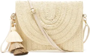 Small Straw Purse for Women Summer Clutch Purses Beach Woven Envelope Bag Raffia Shoulder,Straw Crossbody Bag boho