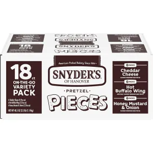 Snyder's of Hanover Pretzel Pieces, Variety Pack of Pretzels Individual Packs, 2.25 Oz, 18 Ct (Pack of 18)