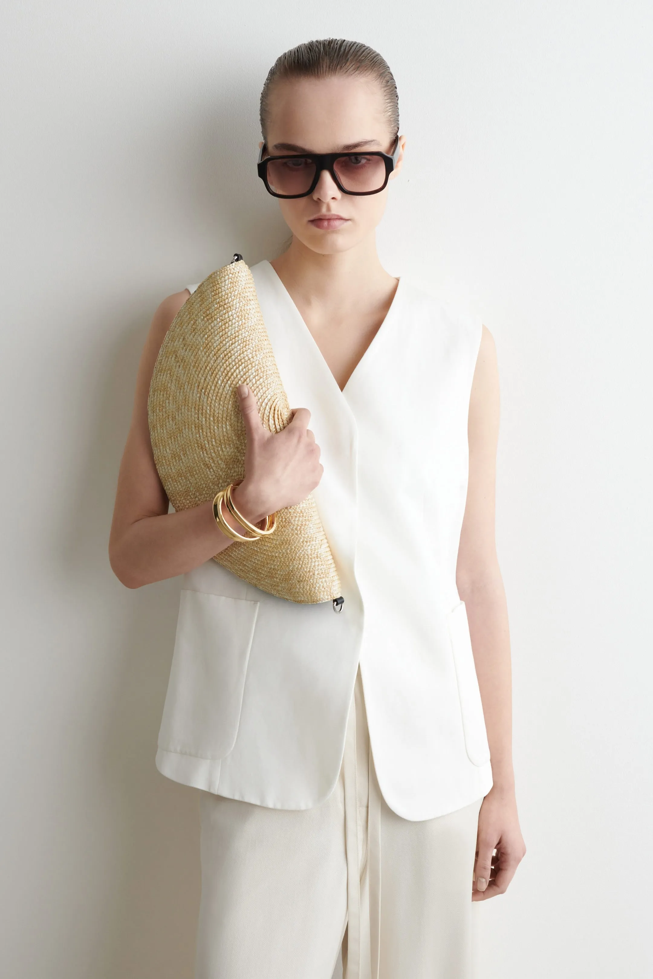 Soleil clutch bag - straw